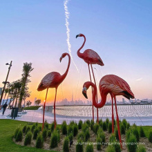 Fiberglass Material Red Color Elegant Flamingo Sculpture